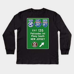New York Thruway Southbound Exit 13S: Palisades Parkway to New Jersey Kids Long Sleeve T-Shirt